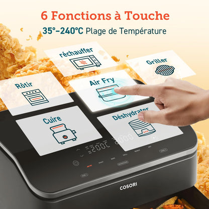 2026 COSORI Air Fryer 10L Twinfry,Dual Zone Avec S&eacute;parateur Amovible,Capacit&eacute; Flexible de 10L,Friteuse sans Huile 6-en-1,35℃-240℃,66% d'&Eacute;nergie en Moins,Livre de Recettes et Application