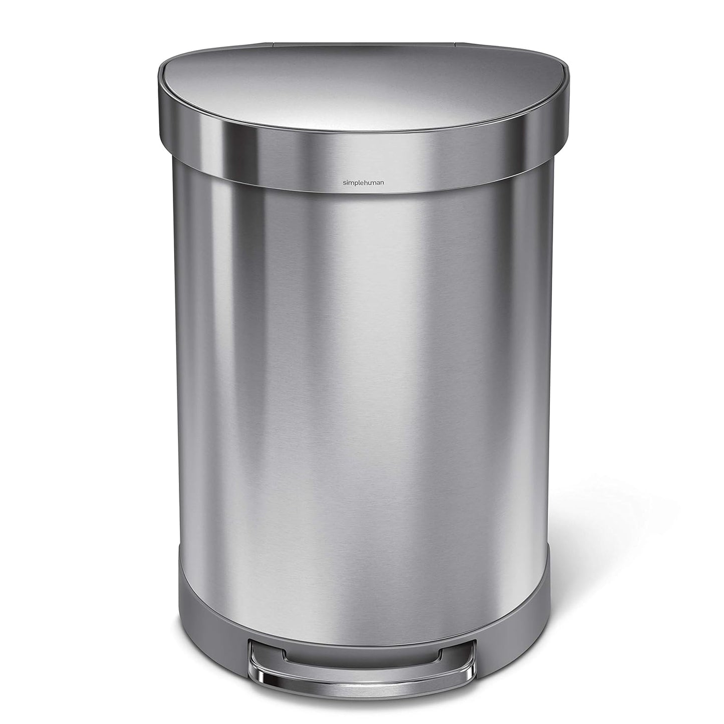 2026 2025 Simplehuman Poubelle de Cuisine Semi-Ronde à Ouverture au Pied 60 Litres avec Couvercle à Fermeture Douce, Acier Inoxydable Brossé