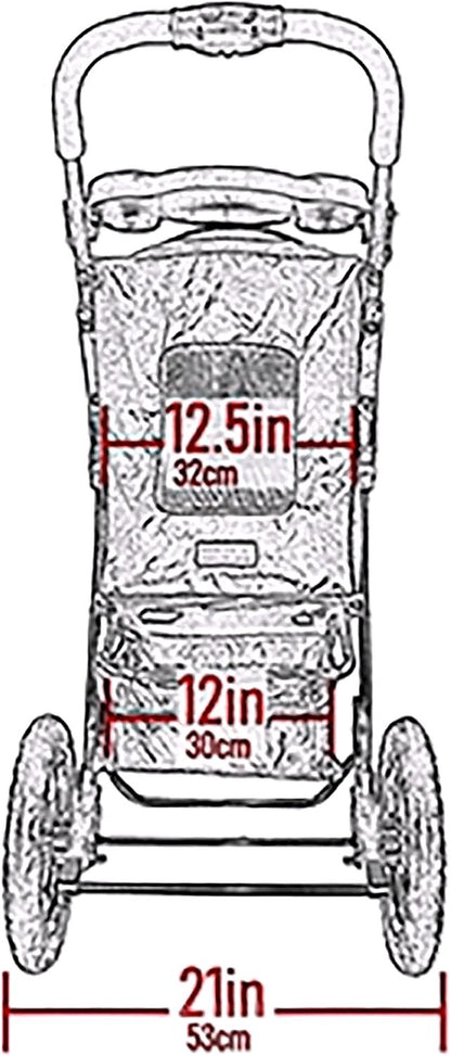 2026 Poussette pour animaux No-Zip NV pour chats et chiens Entrée sans fermeture éclair · Pliage à une main · Roues remplies de gel · Coussin en peluche & protection contre les intempéries inclus · 3 coloris