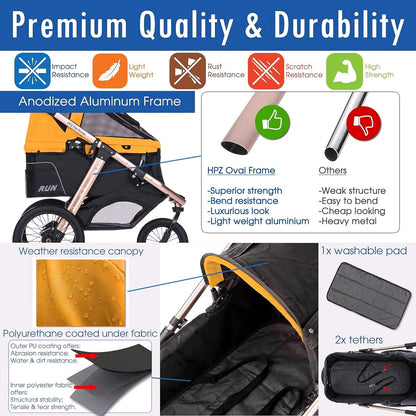 2026 Buggy de jogging sportif pour animaux avec roues en caoutchouc confort