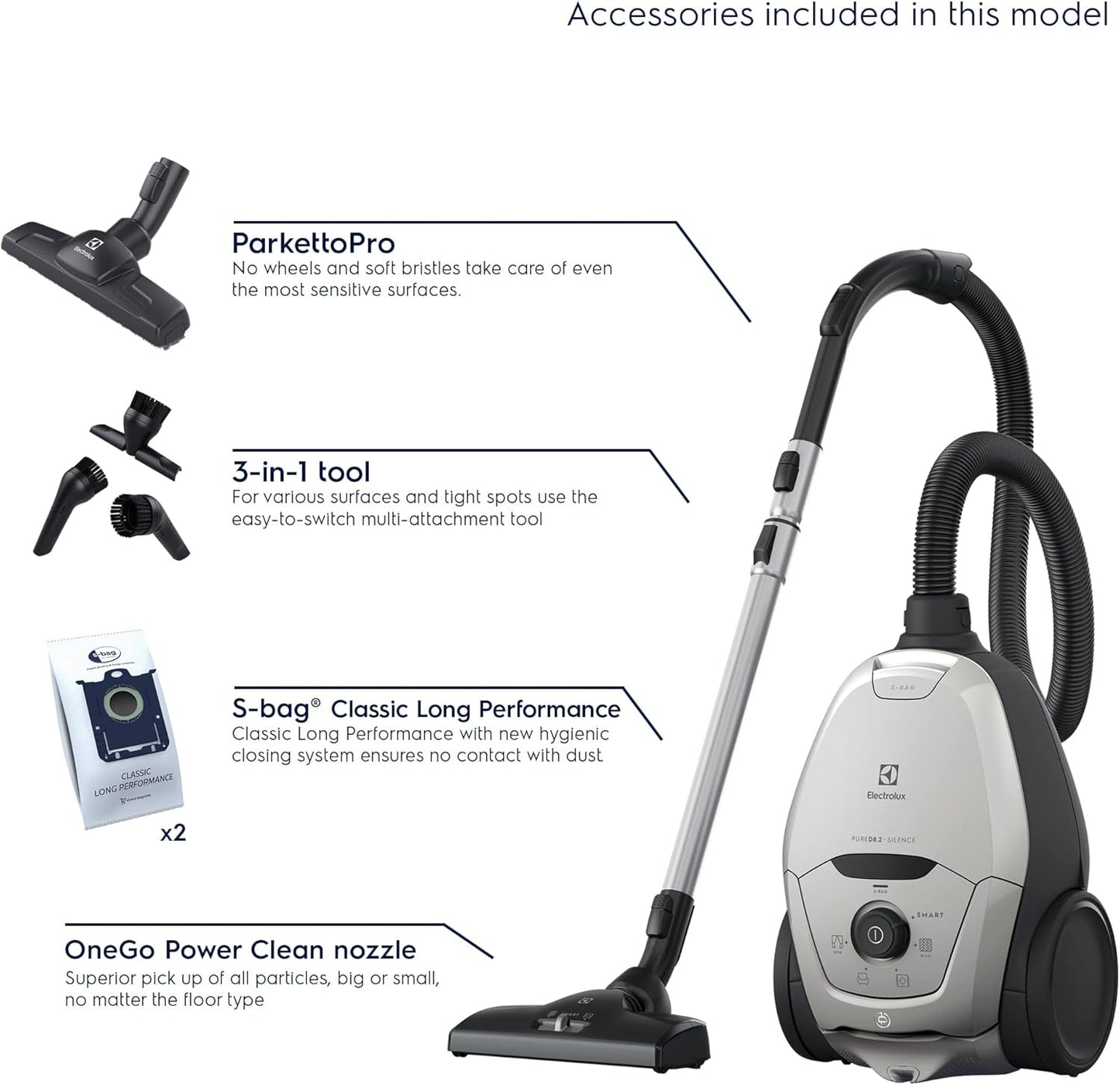 2026 2025 Electrolux PURE D8 PD82-4MG – Aspirateur Traîneau avec Sac, Silencieux 57 dB & Filtre Hygiène 12 Lavable – Édition Limitée Haute Performance