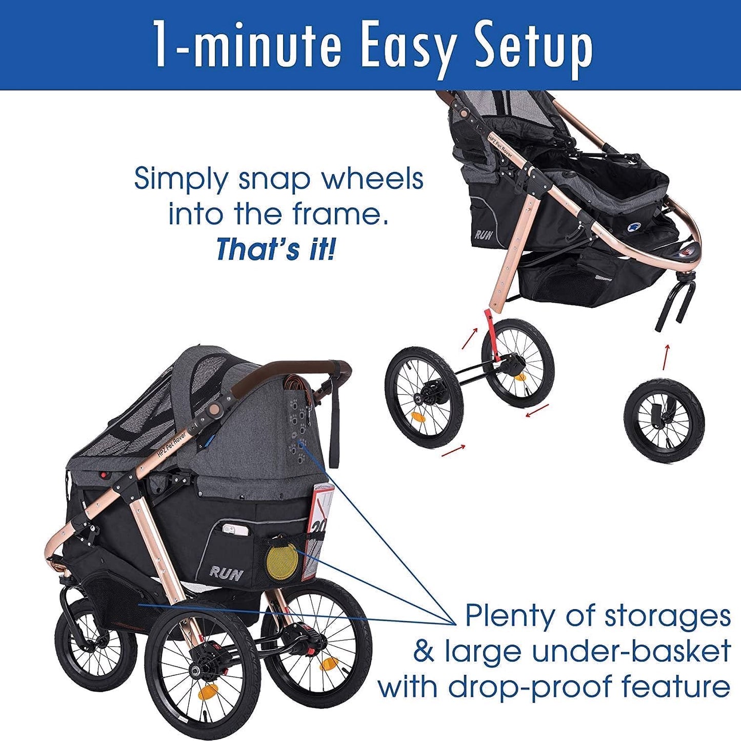 2026 Buggy de jogging sportif pour animaux avec roues en caoutchouc confort