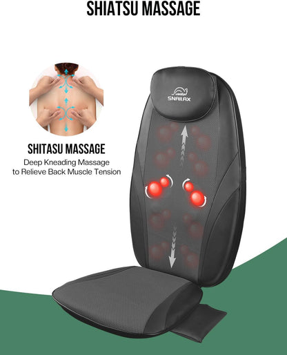 2026 2025 Coussin de Massage Shiatsu Snailax avec Chaleur – Coussin de Fauteuil Massant pour Dos, Massage Kneading pour Maison et Bureau