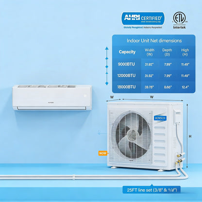 2026 3 Zone 9,000 + 9,000 + 12,000 / 28,000 BTU Wifi Mini Split Air Conditioner Ductless 20 SEER2 230V with Heat Pump & 25Ft Install Kit
