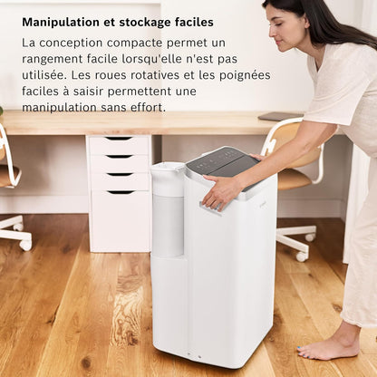 2026 Bosch Cool 4000 Portable AC - 3 en 1 : Climatiseur, Déshumidificateur, Ventilateur - 2,6 kW pour les pièces jusqu'à 35m² - Avec Mode Auto, Mode Silencieux et Mode Veille (48 db (A)) [Classe A+]