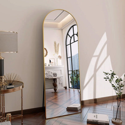 2026 Miroir sur pied au design arc métallique – Miroir de corps entier à monter au sol ou au mur