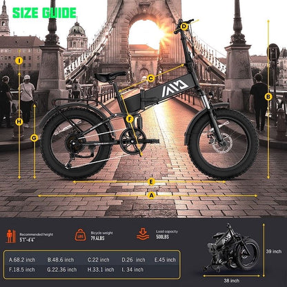 2026 Vélo électrique pliable TST Electric Bike 4.0 à pneus larges – 750 W, batterie 48 V 13 Ah