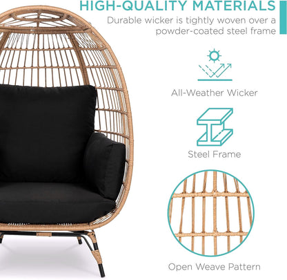 2026 Chaise à œuf en rotin Best Choice Products – Chaise longue surdimensionnée pour l'intérieur et l'extérieur, idéale pour la terrasse, le jardin et le salon