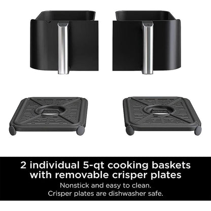 2026 Ninja DZ550 Foodi Friteuse à air chaud DualZone 10 Quart – 6-en-1