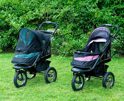 2026 Poussette pour animaux No-Zip NV pour chats et chiens Entrée sans fermeture éclair · Pliage à une main · Roues remplies de gel · Coussin en peluche & protection contre les intempéries inclus · 3 coloris
