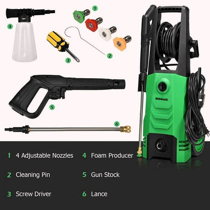 2026 Nettoyeur haute pression électrique 3500 PSI – 1800 W, 2,6 GPM, nettoyeur électrique mobile avec 4 buses