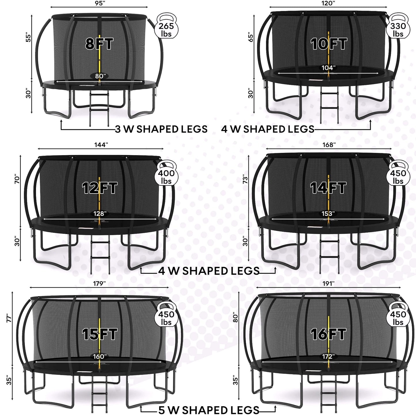 2026 Trampoline d’extérieur JUMPZYLLA avec filet de sécurité pour enfants – 8 FT