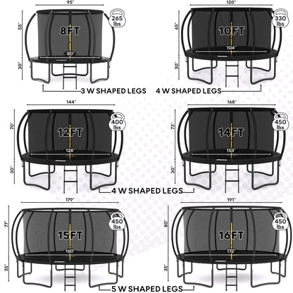 2026 Trampoline d’extérieur JUMPZYLLA avec filet de sécurité pour enfants – 8 FT