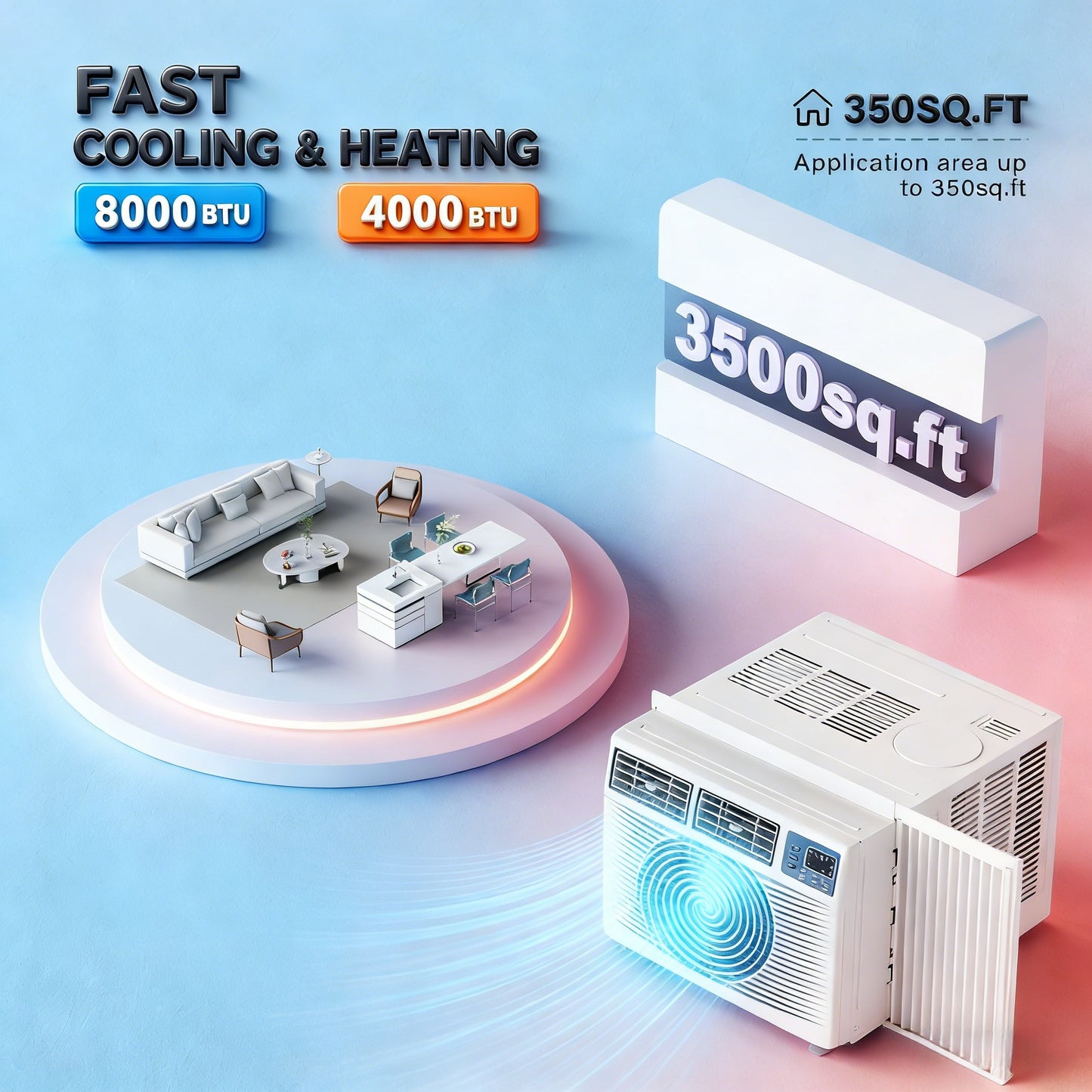 2026 8,000 BTU 115V Window Air Conditioner with Heat & Wifi/APP & Install Kit