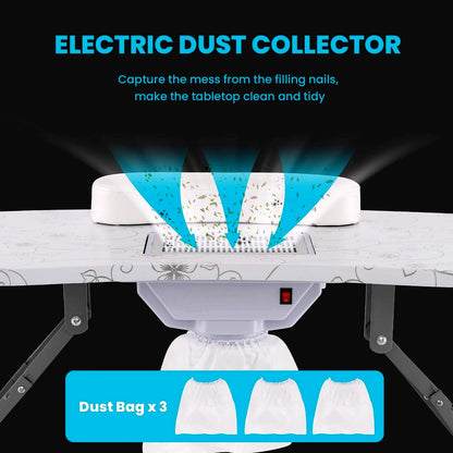 2026 Table de manucure portable LDAILY avec aspirateur électrique de poussière