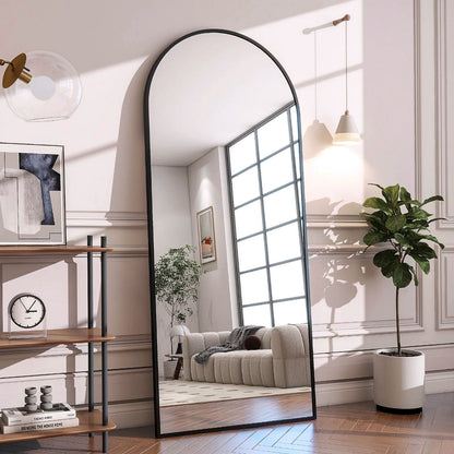 2026 Miroir sur pied au design arc métallique – Miroir de corps entier à monter au sol ou au mur