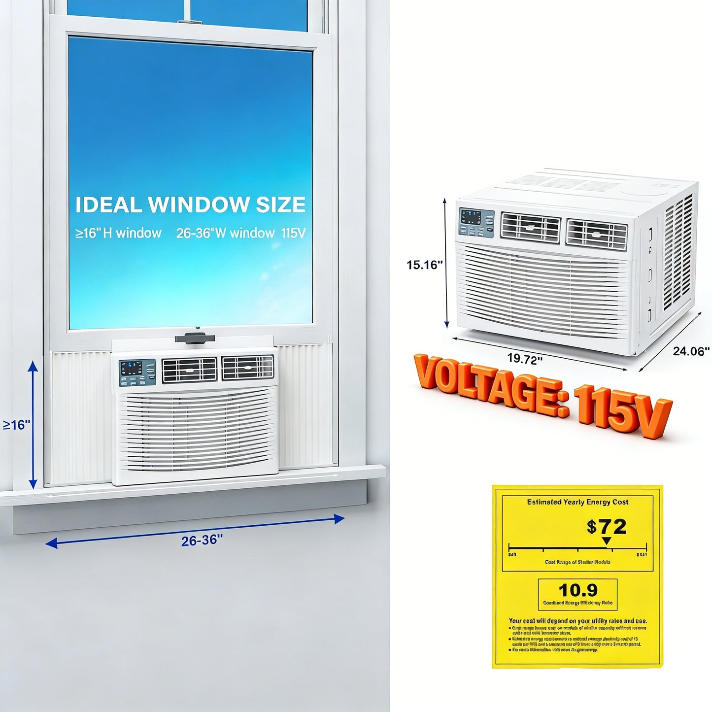2026 8,000 BTU 115V Window Air Conditioner with Heat & Wifi/APP & Install Kit