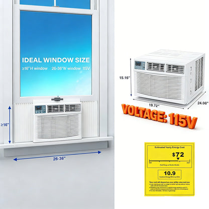 2026 8,000 BTU 115V Window Air Conditioner with Heat & Wifi/APP & Install Kit