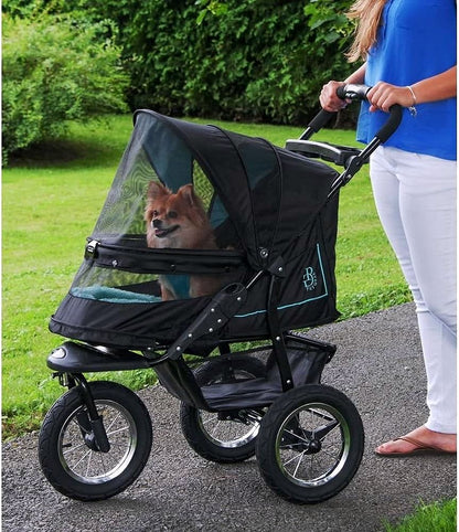 2026 Poussette pour animaux No-Zip NV pour chats et chiens Entrée sans fermeture éclair · Pliage à une main · Roues remplies de gel · Coussin en peluche & protection contre les intempéries inclus · 3 coloris