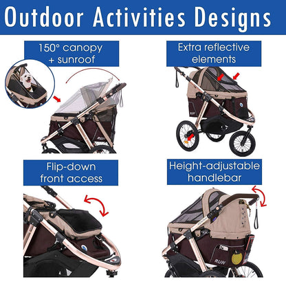 2026 Buggy de jogging sportif pour animaux avec roues en caoutchouc confort