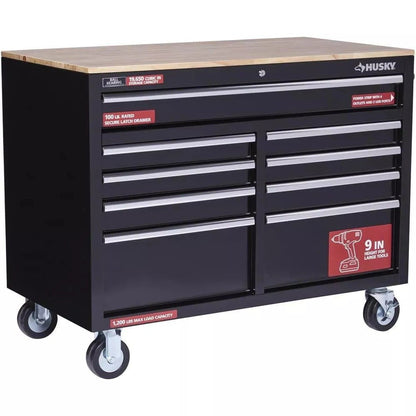 2026 Coffre à outils mobile 9 tiroirs - Noir brillant - Dimensions : 117 cm (L) x 61 cm (P)