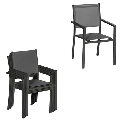 2026 Salon de jardin extensible 10 places de 140/200cm en textilène gris - aluminium anthracite VENEZIA Happy Garden