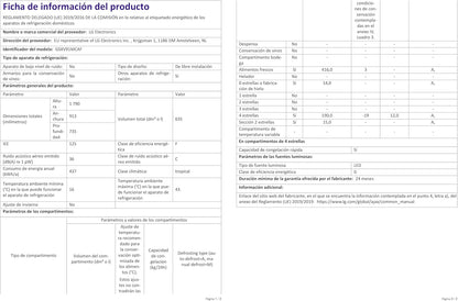2026 LG GSXV91MCAF Réfrigérateur combiné - Side by Side, 635L, InstaView, Total No-Frost, Compartiment congélation, Distributeur d'eau et glace UVnano, Compresseur Inverter Linear, Wi-Fi, Noir, Classe F