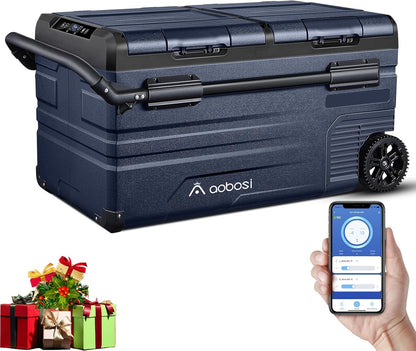 2026 115L Glaciere Electrique Double Zone,Glaciere a Compression WiFi APP,12 V/24 V et 100-240 V Frigo Camping,-20 ℃ à 20 ℃,pour Voiture,Camion,Bateau,Camping,Car,Caravanes,Voyageant,Maison