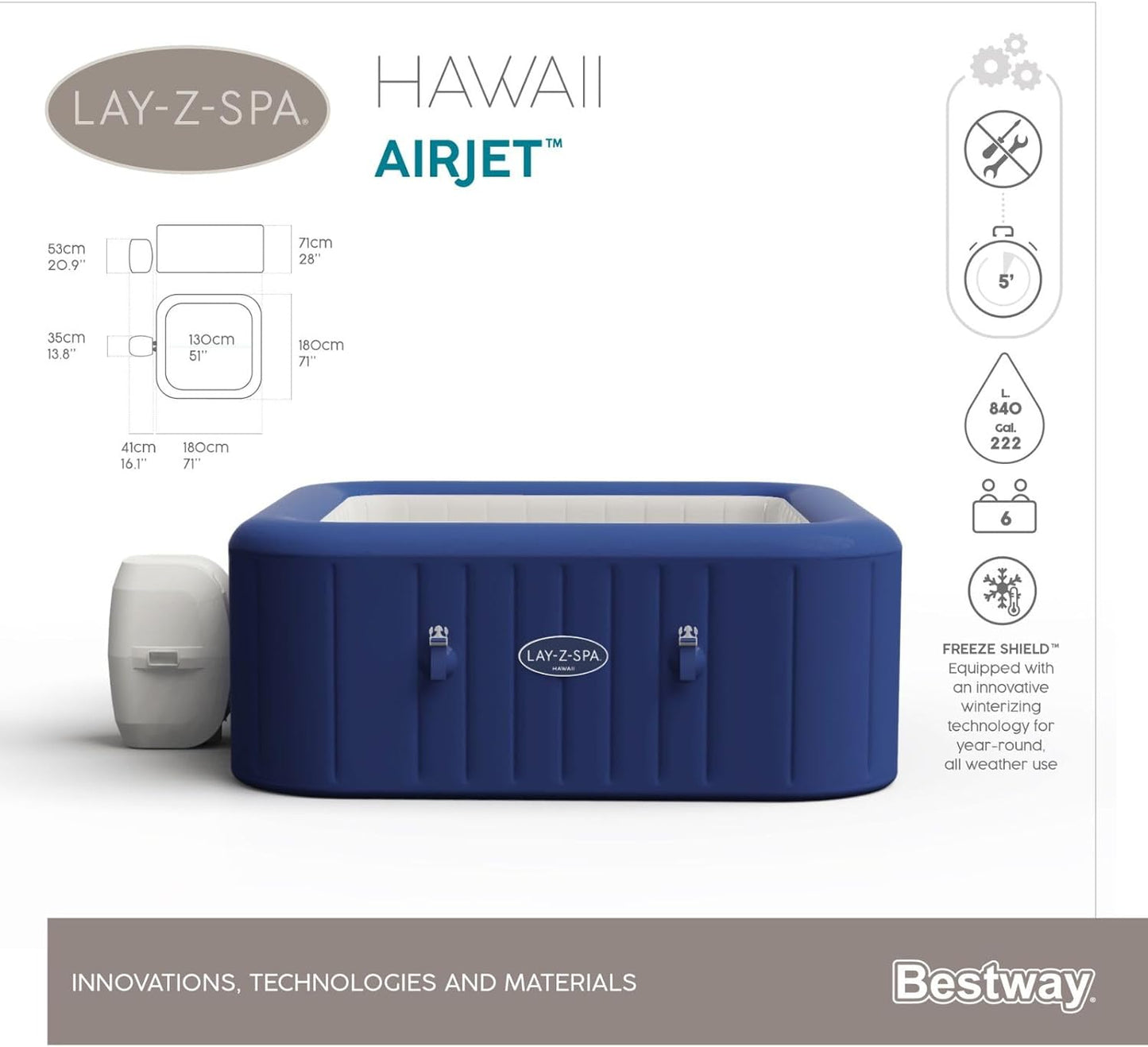 2026 Spa gonflable rond BESTWAY Lay-Z-Spa® Miami Airjet™ 2 - 4 personnes