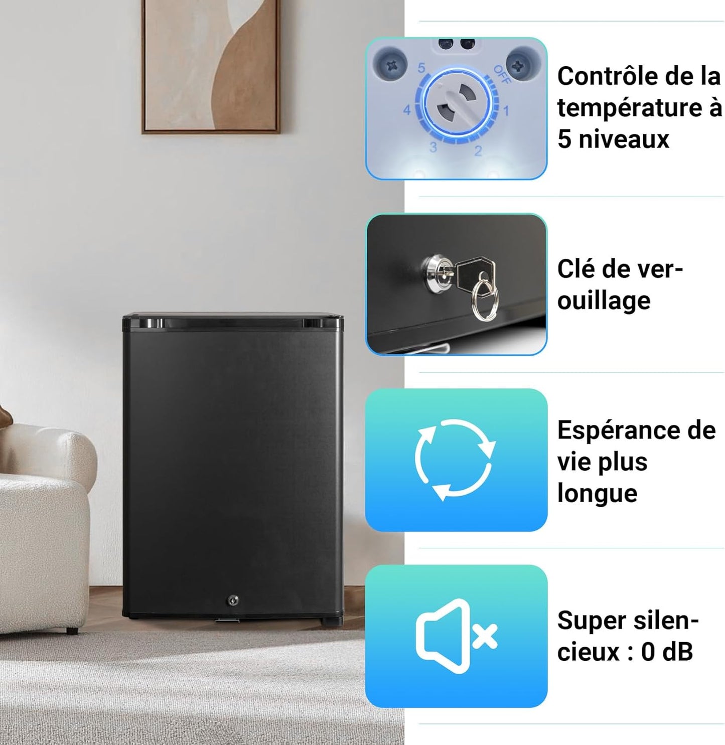 2026 SMETA Frigo 12V, Réfrigérateur Camping 12V 220V 40L, Frigo Caravane, Mini Frigo de Chambre, Frigo 12V Camping Car, Réfrigérateur pour Voiture, Van, Fourgon, Bureau, Gîte - Noir