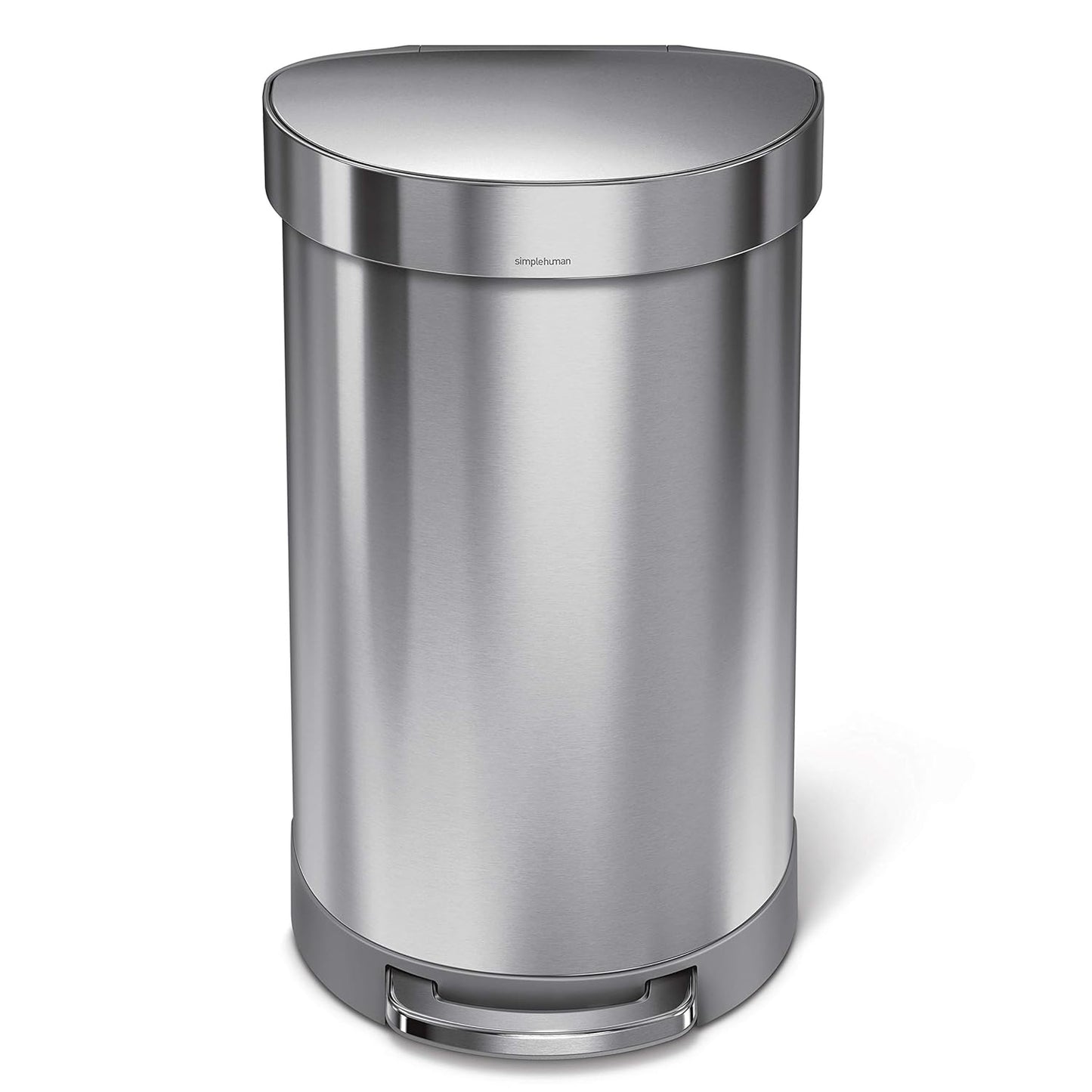 2026 2025 Simplehuman Poubelle de Cuisine Semi-Ronde à Ouverture au Pied 60 Litres avec Couvercle à Fermeture Douce, Acier Inoxydable Brossé