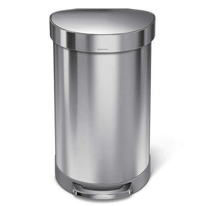 2026 2025 Simplehuman Poubelle de Cuisine Semi-Ronde à Ouverture au Pied 60 Litres avec Couvercle à Fermeture Douce, Acier Inoxydable Brossé