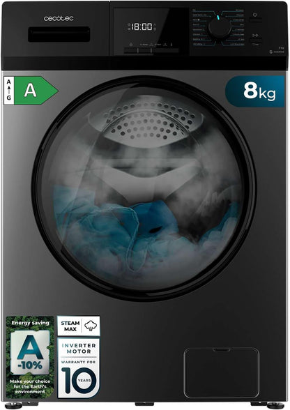2026 Cecotec Lave-Linge 9Kg Chargement Frontal Bolero Dresscode 9410 Inverter A. 1900W, 1400 tr/min Réglable, 16 Programmes, Faible Consommation d'Énergie, Vapeur, Stérilisation du Linge