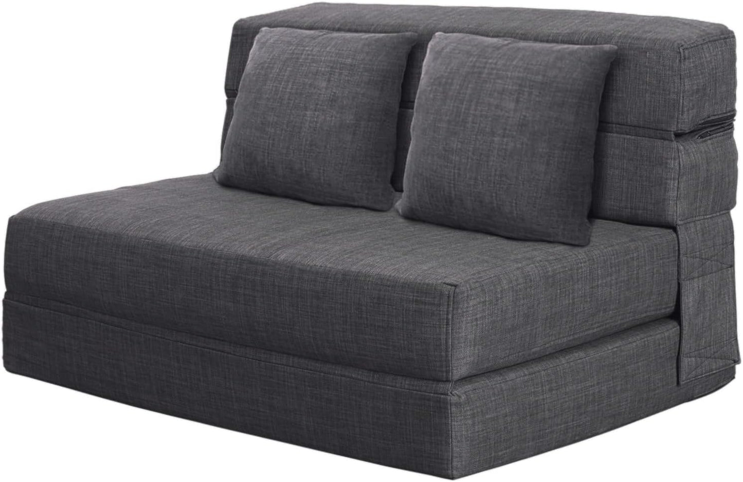 2026 ANONER Canapé Convertible 2 Places 150cm de Large, Pliable en Mousse à Mémoire de Forme & 2 Oreillers, Lit Pliant de Sol pour Chambre Salon, Gris Foncé