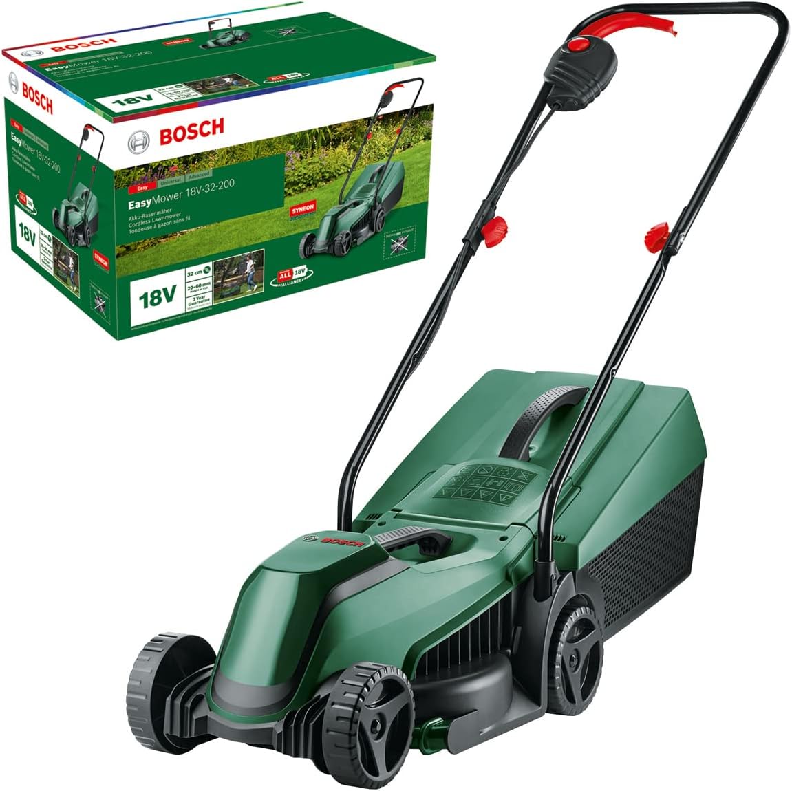 2026 Bosch tondeuse à gazon sans fil CityMower 18V-32-300 (18 V, 1x batterie 4,0 Ah, Moteur Brushless, largeur de coupe : 32 cm, tond jusqu’à 300 m², dans une boîte en carton)