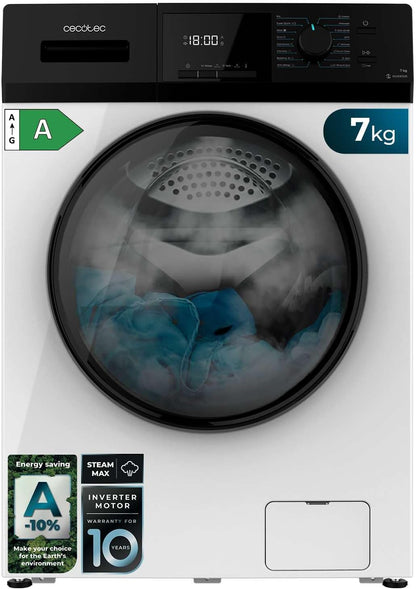 2026 Cecotec Lave-Linge 9Kg Chargement Frontal Bolero Dresscode 9410 Inverter A. 1900W, 1400 tr/min Réglable, 16 Programmes, Faible Consommation d'Énergie, Vapeur, Stérilisation du Linge