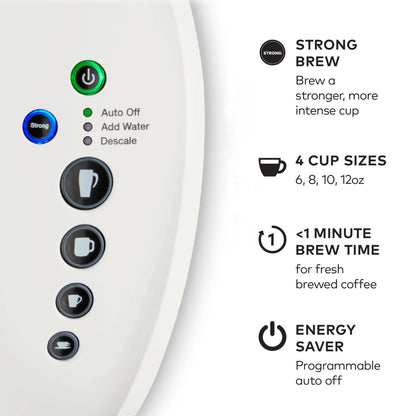 2026 2025 Keurig K-Select Machine à Café à Dosettes K-Cup à Usage Unique, Édition Matte White – Infuseur Simple, Fonction Strong Brew et Réservoir 52 oz