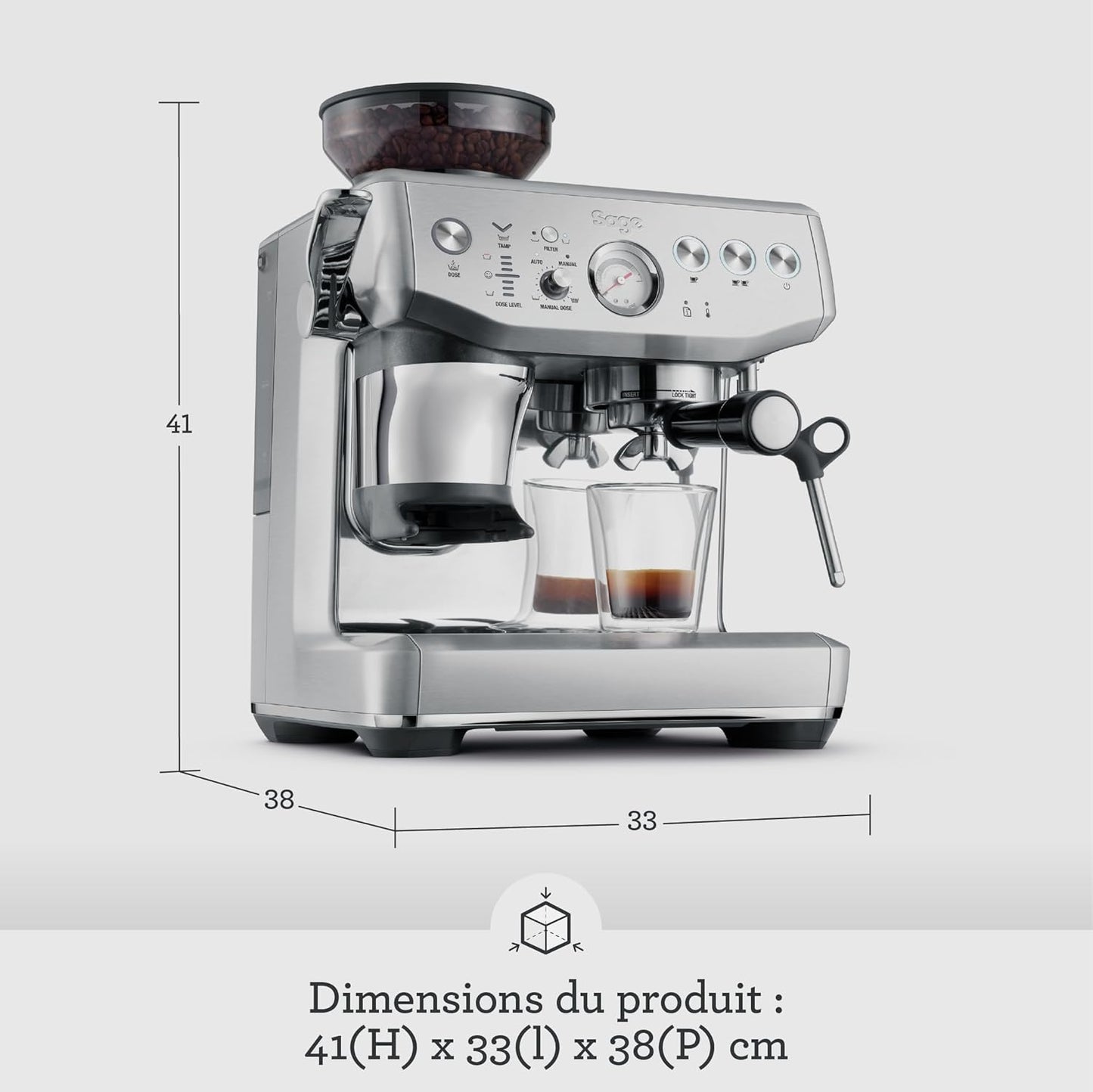 2026 2025 Machine à Café Expresso avec Broyeur Intégré & Mousseur à Lait – Sage Barista Express Impress – Acier Inoxydable Brossé, Expérience Barista à Domicile