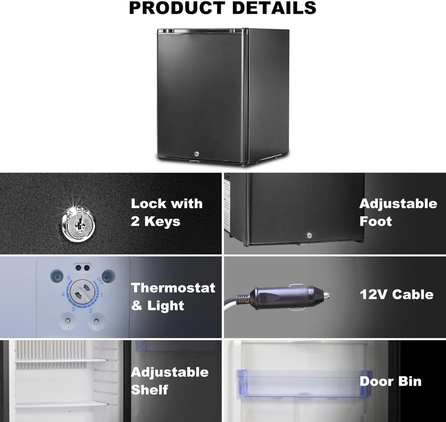 2026 SMETA Frigo 12V, Réfrigérateur Camping 12V 220V 40L, Frigo Caravane, Mini Frigo de Chambre, Frigo 12V Camping Car, Réfrigérateur pour Voiture, Van, Fourgon, Bureau, Gîte - Noir