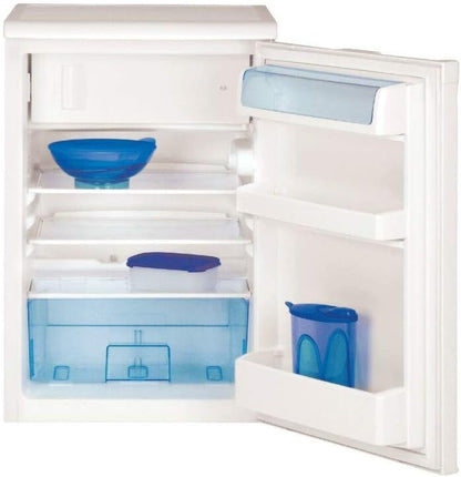 2026 Beko TSE1284N Réfrigérateur table top - Volume total 114L : 101L (Réfrigération) + 13L (Congélation), Compartiment congélation 4 étoiles, MinFrost, Charnière de porte réversible, blanc