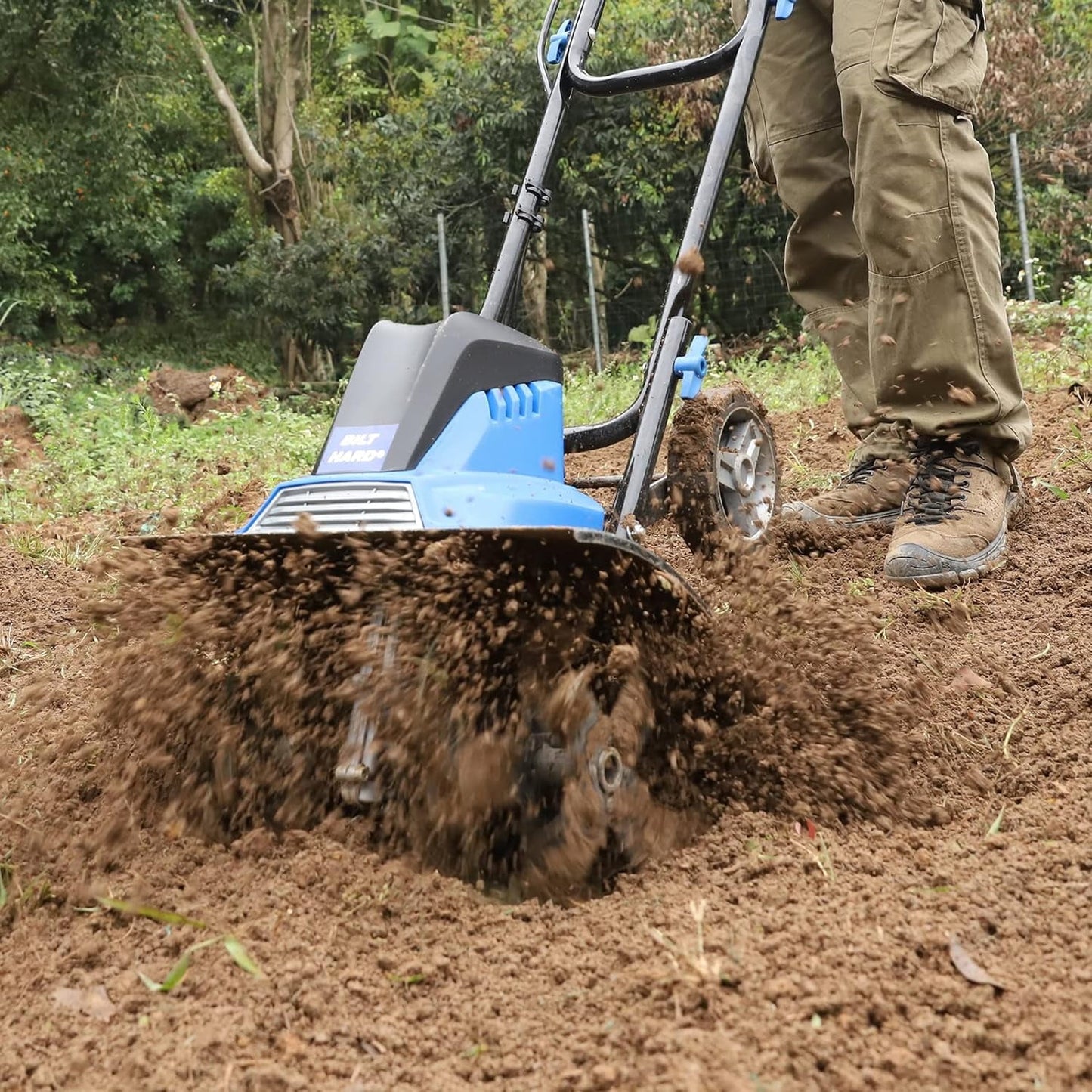 2026 Motoculteur électrique BILT HARD 16 pouces, 13,5 A, 6 dents en acier, avec roues réglables