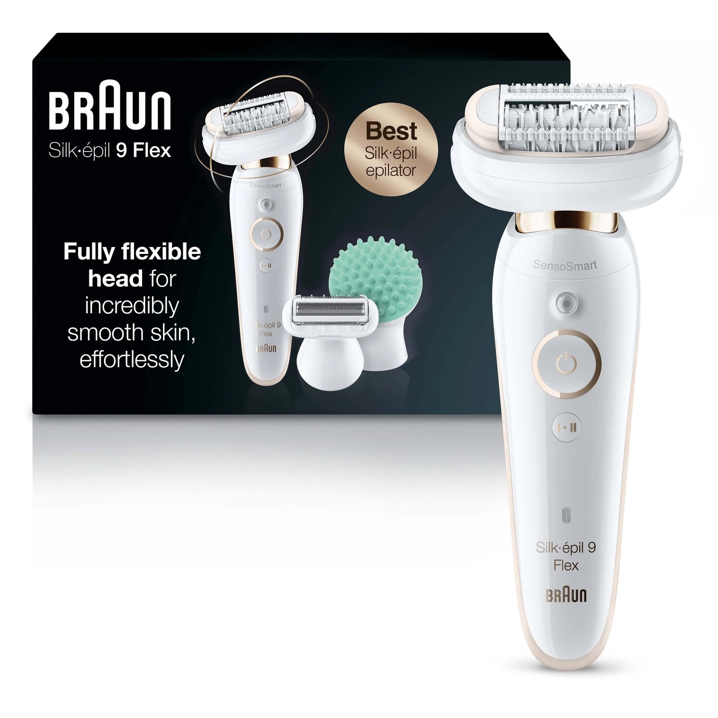 2026 2025 Braun Silk-épil 9 Flex 9-020 - Épilateur pour Femmes, Blanc/Or