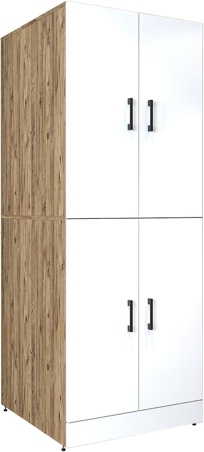 2026 ROOMART Dora Armoire de machine à laver, pour sèche-linge et machine à laver, en 4 couleurs, avec portes et planche coulissante (chêne anthracite)