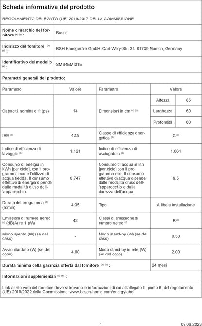 2026 2025 Bosch SMS4EMI01E – Lave-Vaisselle Série 4, 14 Couverts, Silence Plus 42 dB, Inox, Édition Limitée