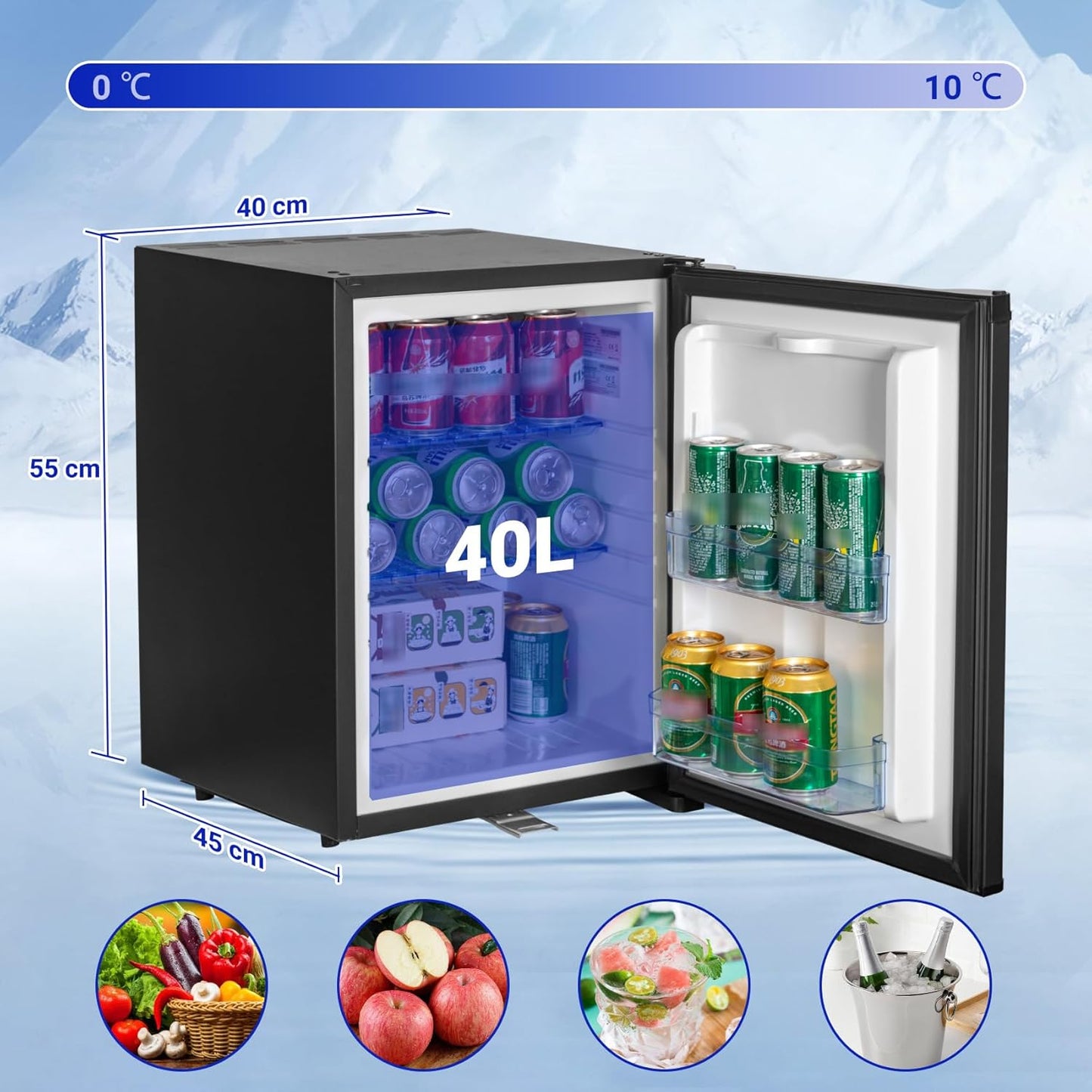 2026 Frigo 12V,Réfrigérateur Camping 12V 220V 40L,Frigo Caravane,Mini Frigo de Chambre,Frigo 12V Camping Car,Réfrigérateur pour Voiture,Van,Fourgon,Bureau,Gîte - Noir -