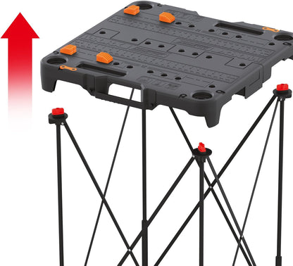 2026 2025 Table de Travail et Chevalet Pliant 2-en-1 Worx Pegasus, Banc de Travail Portable Facile à Installer, 31" L x 25" P x 32" H, Léger avec Haute Capacité de Charge, WX051 - Inclut 2 Serres et 4 Brides