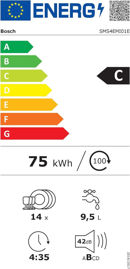 2026 2025 Bosch SMS4EMI01E – Lave-Vaisselle Série 4, 14 Couverts, Silence Plus 42 dB, Inox, Édition Limitée