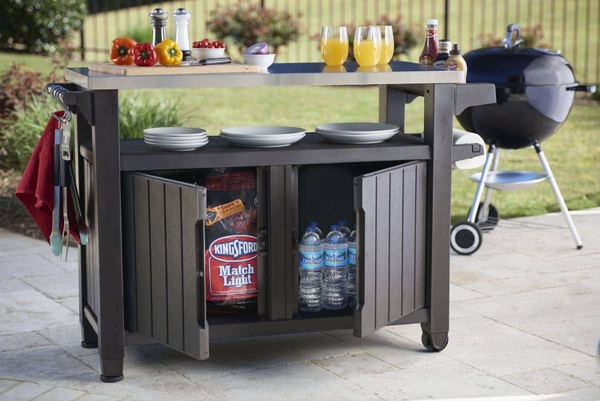 2026 2025 Keter Unity XL – Desserte Barbecue 316L, Rangement 207L + Plan de Travail Inox, Édition Limitée