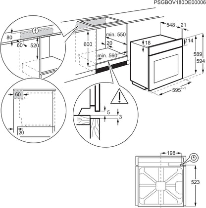 2026 AEG BEE435111M Four électrique multifonction, intégrable, nettoyage AquaClean, 9 fonctions, cuisson multi-niveaux, écran LCD tactile, ventilateur XXL, capacité 72 L, inox, classe A+