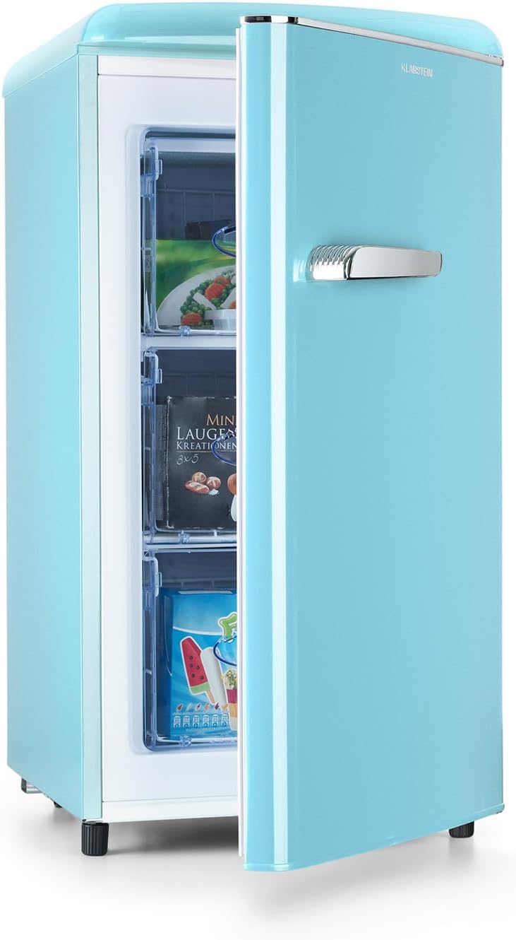 2026 KLARSTEIN Laika - Congélateur, volume total 60 litres, thermostat à 5 niveaux, 0 à -18°C, 3 grilles, pose libre, design rétro - rouge